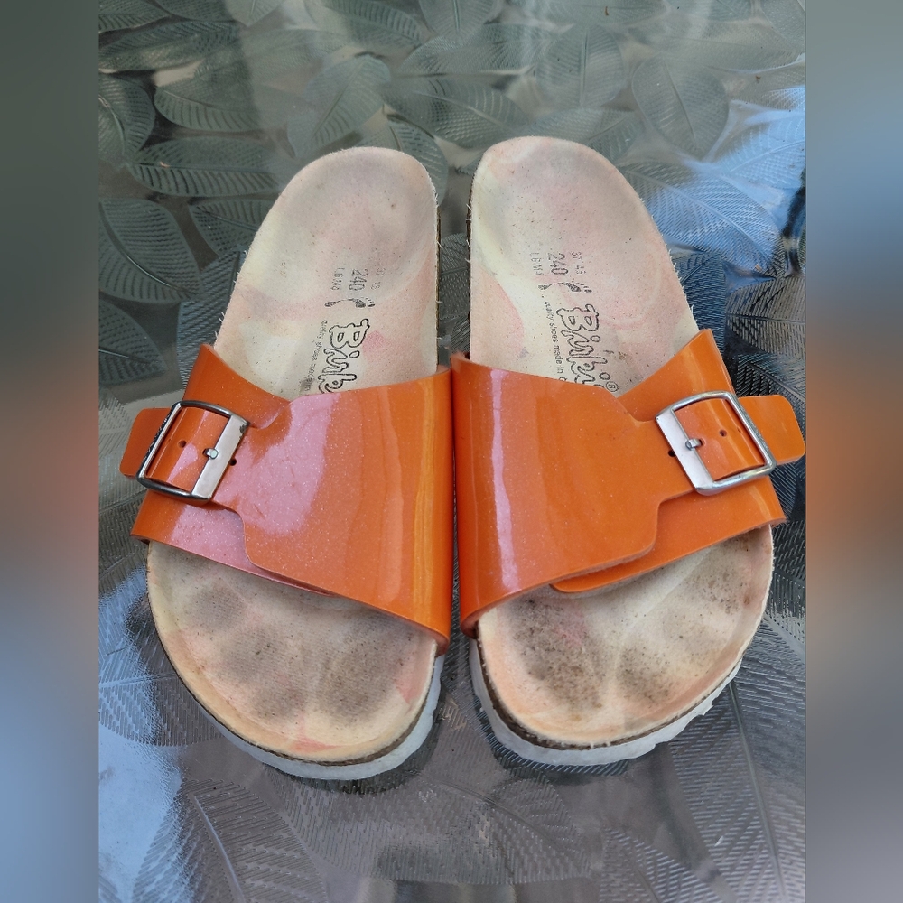 Birkis By Birkwnstock Women Size 37/6 Us Narrow Birkenstock Orange Sandals - Picture 2 of 8